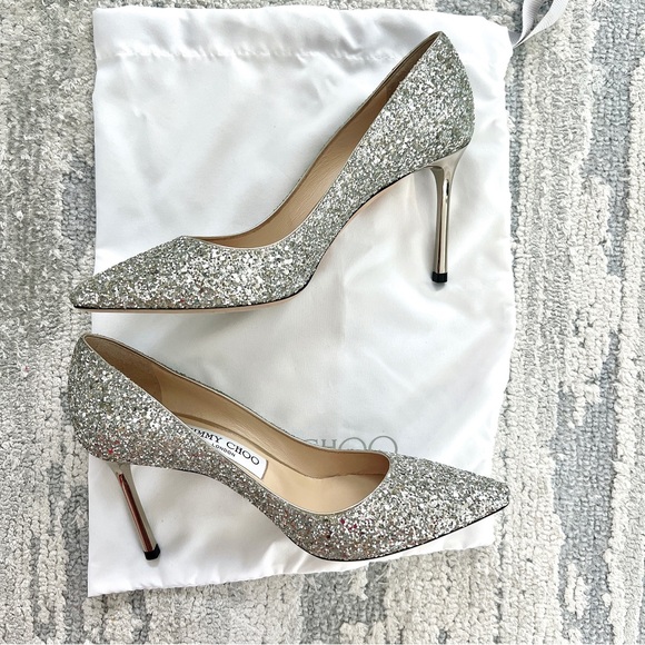 NIB Jimmy Choo Romy 85 Glitter Pointy Toe Pumps - Picture 4 of 12
